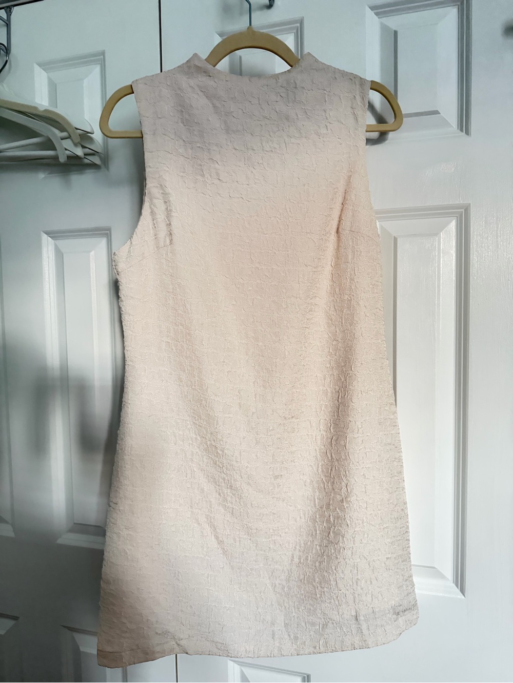 Crescent Sleeveless Cream Textured Mini Dress